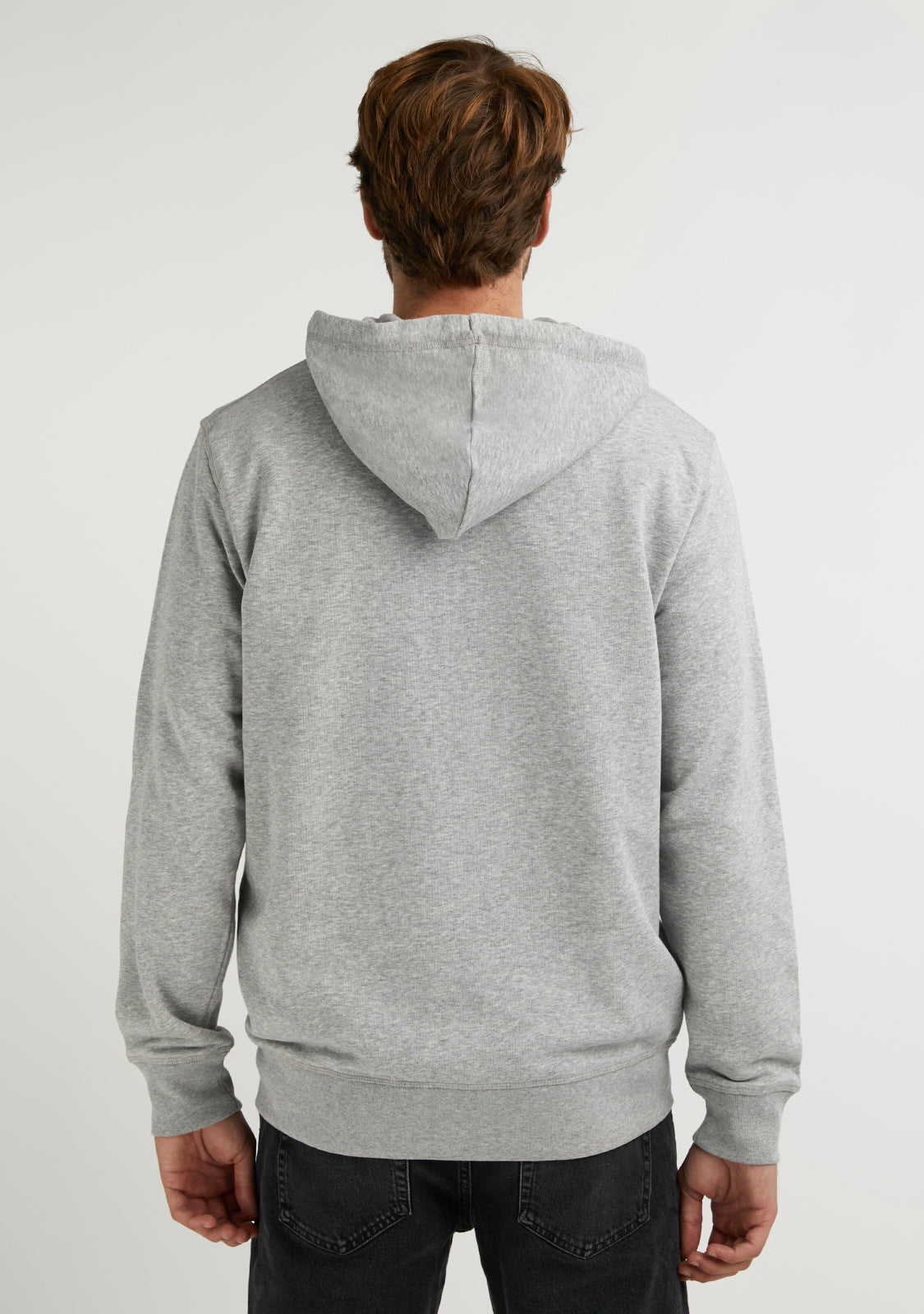 Embroidery Logo Zip Hoodie Grey