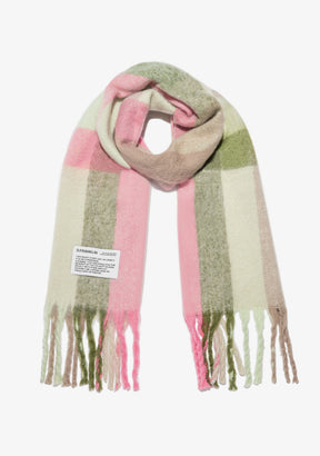 Nordic Bomb Plaid Scarf Green/ Coral