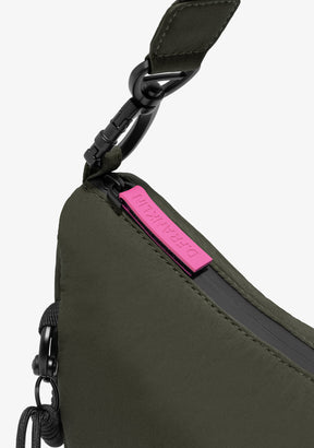 Round Nylon Crossbody Bag Green + Custom Set Fuchsia