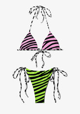 Samoa Top Zebra Pink + Samoa Bottom Zebra Lime Bikini