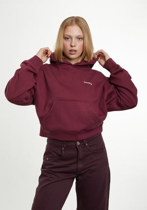 Worldwide Crop Hoodie Wine