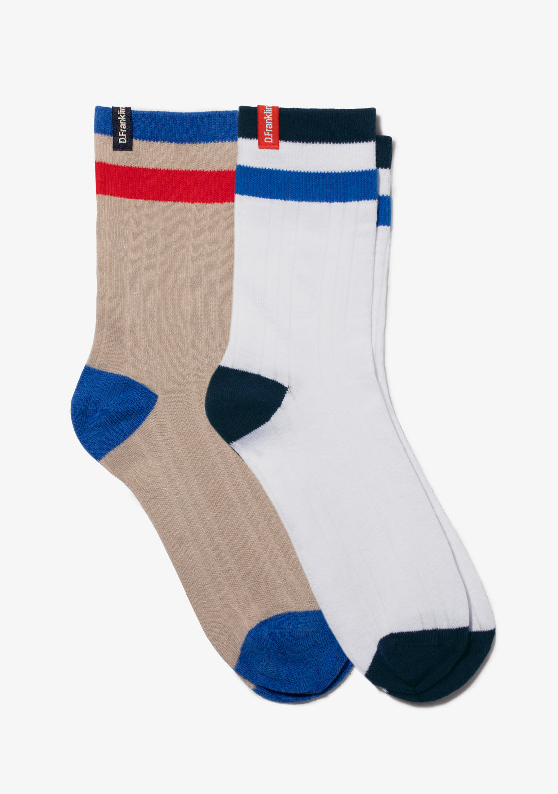 Retro 3 Stripes Cuff Socks 2 Pack Sand-White