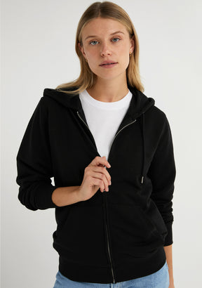 Embroidery Logo Zip Hoodie Black