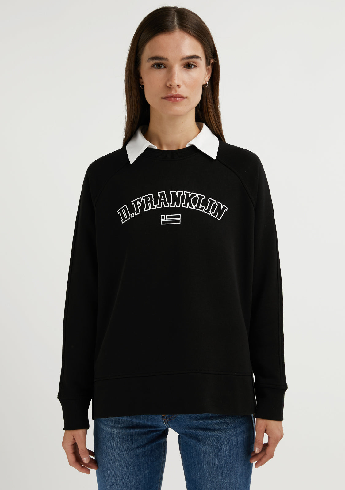 Varsity Oversized Crew Neck Sweatshirt Black / White