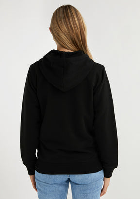 Embroidery Logo Zip Hoodie Black