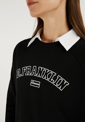 Varsity Oversized Crew Neck Sweatshirt Black / White