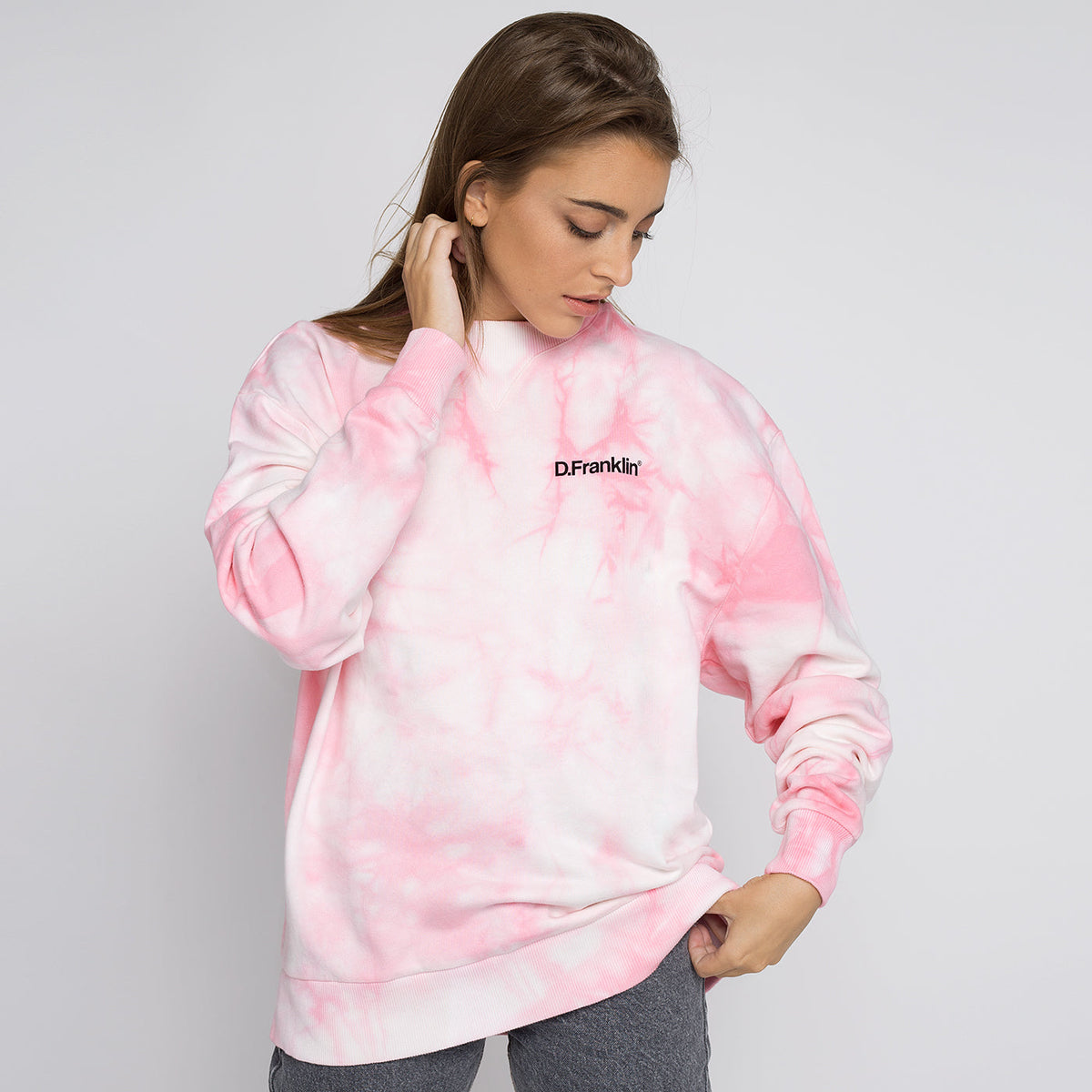 Sweatshirt Oversized Basic Tie Dye Pink