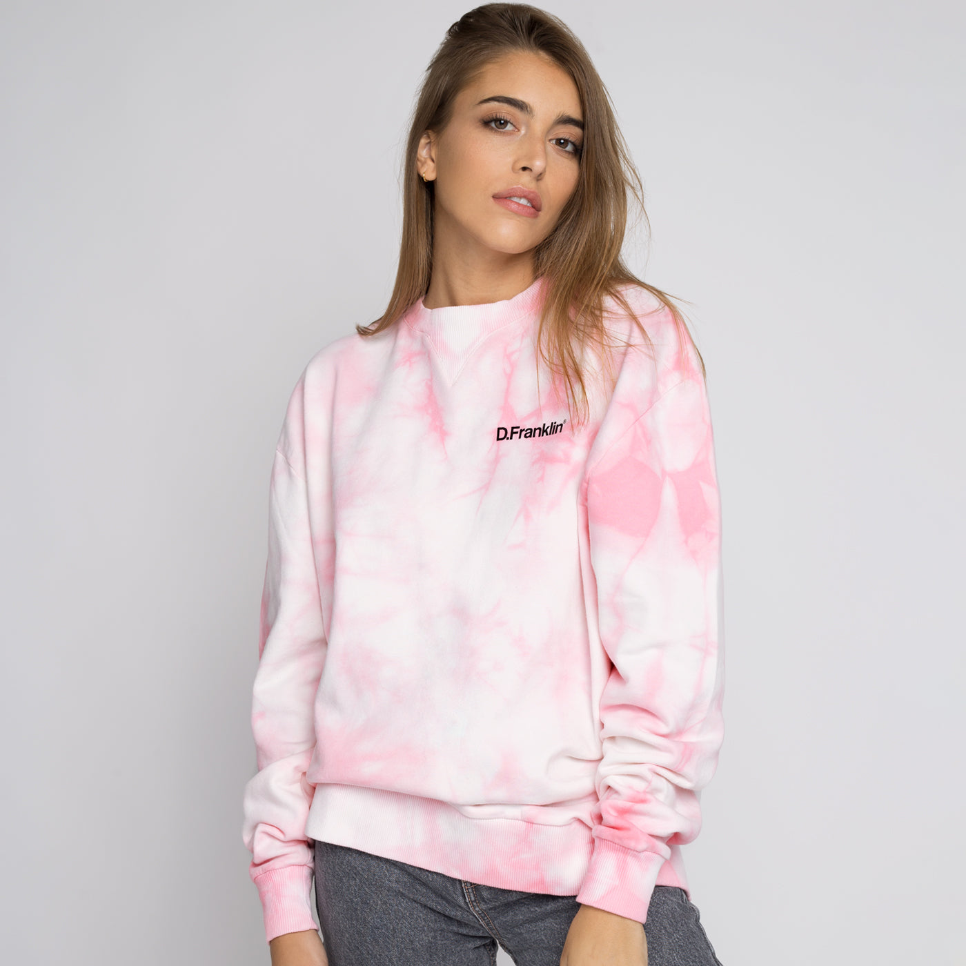 Sweatshirt Oversized Basic Tie Dye Pink