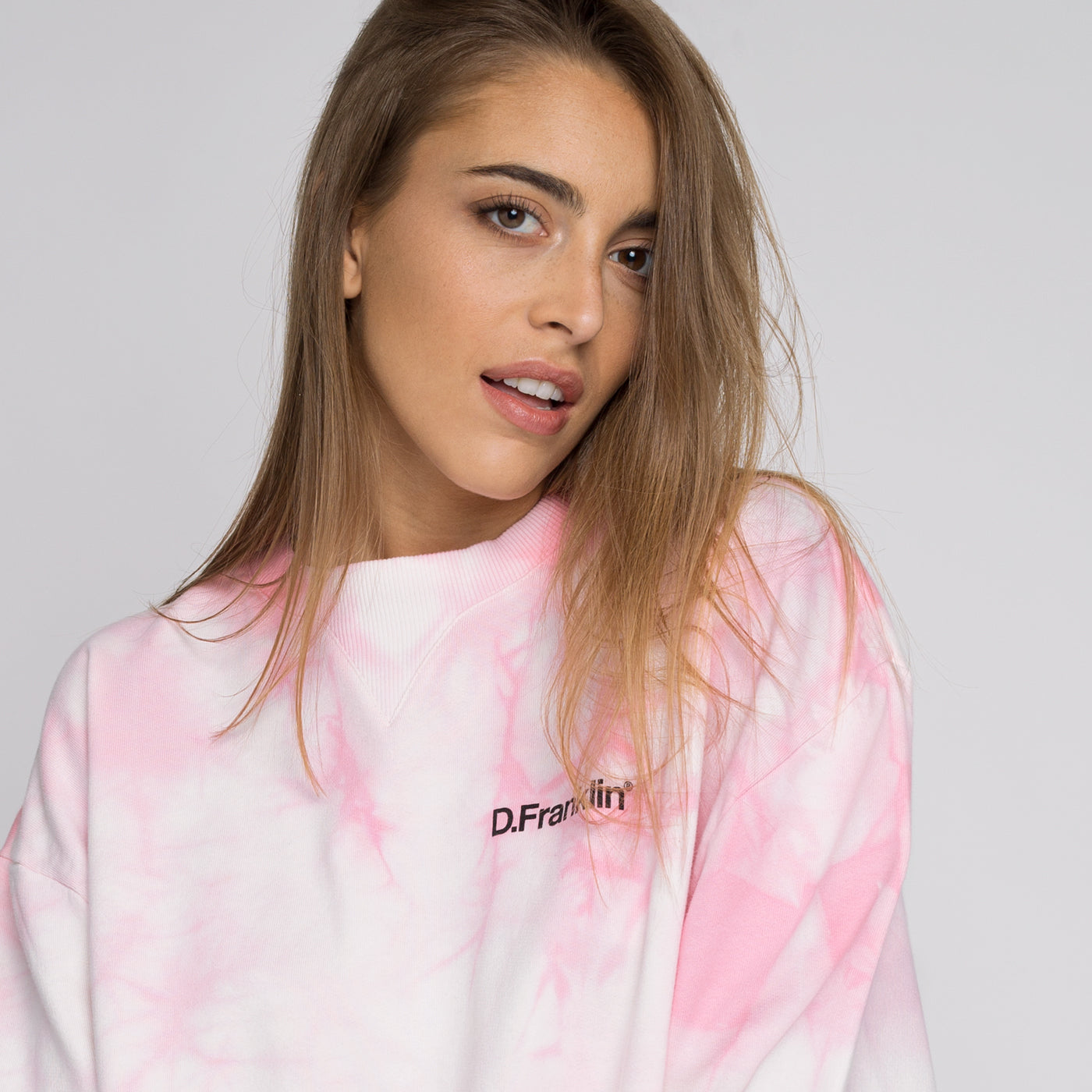 Sweatshirt Oversized Basic Tie Dye Pink